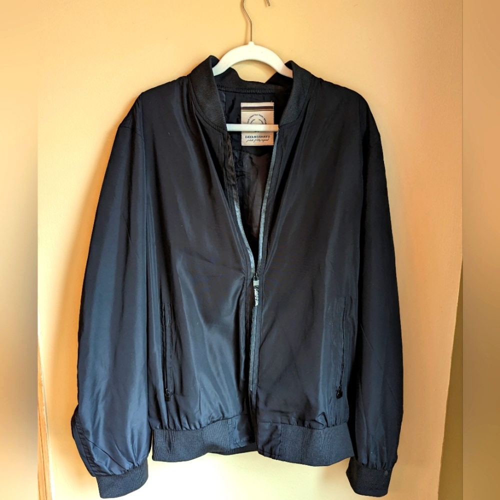 Men's Black Bomber Jacket, Large